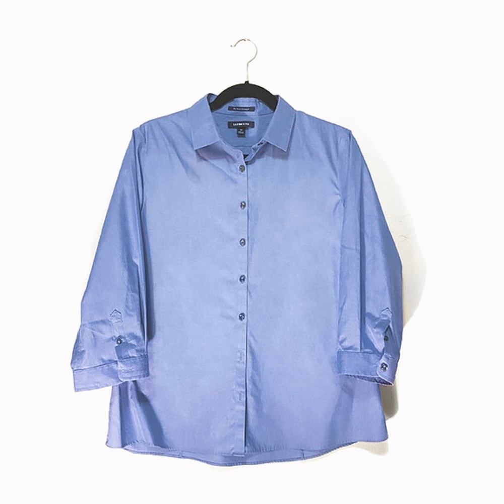 Lands' End No Iron Medium Blue Button Down Shirt
